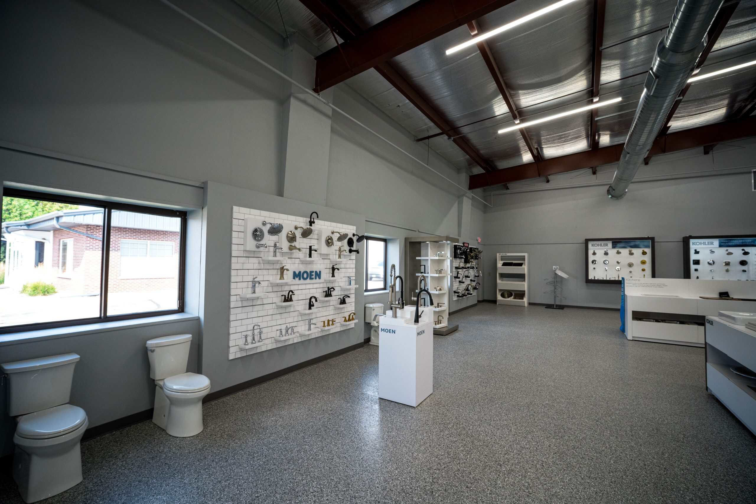 Modern plumbing and fire protection showroom in Monona, Wisconsin.